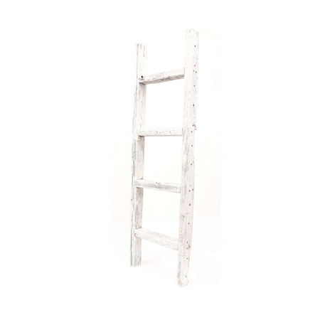 Barnwoodusa Rustic Farmhouse 4ft Reclaimed Wood Decorative Ladder (White) 672713210863